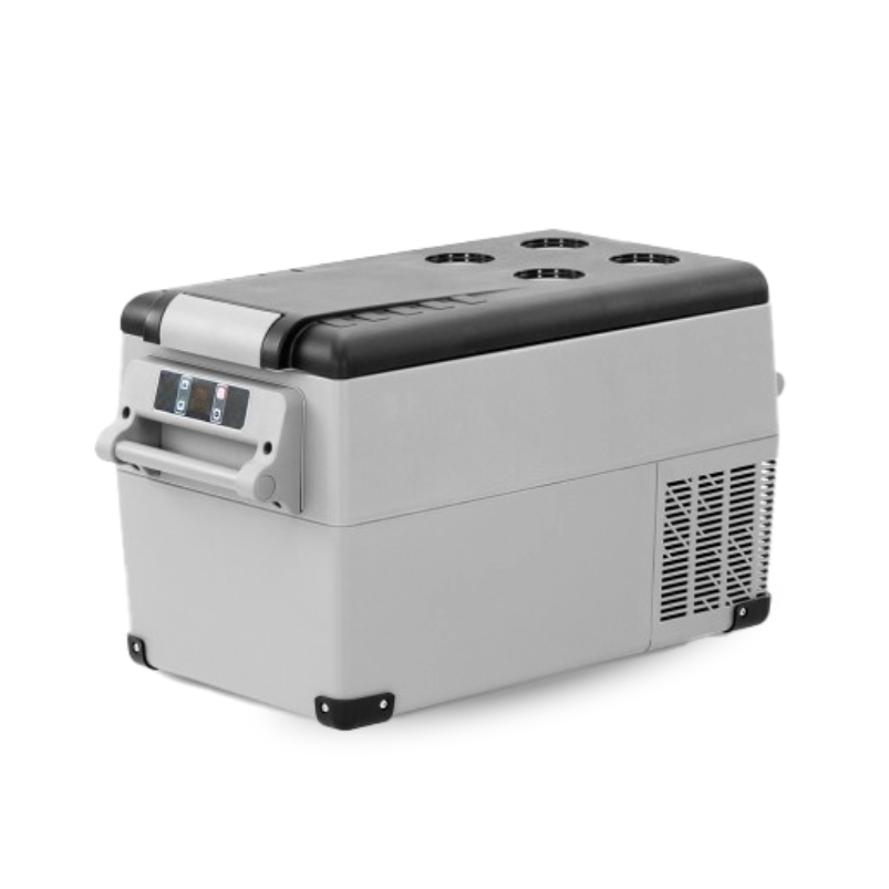 Nevera portátil de 35 litros para camión, autocaravana y autobús. Congela alimentos en ruta con 12V y 24V. Sin enchufes ni instalación. Entrega en 72h.