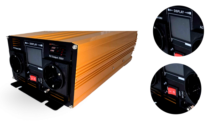 Inversor de Corriente 12/24v a 110/230V Corriente Onda Sinusoidal Pura